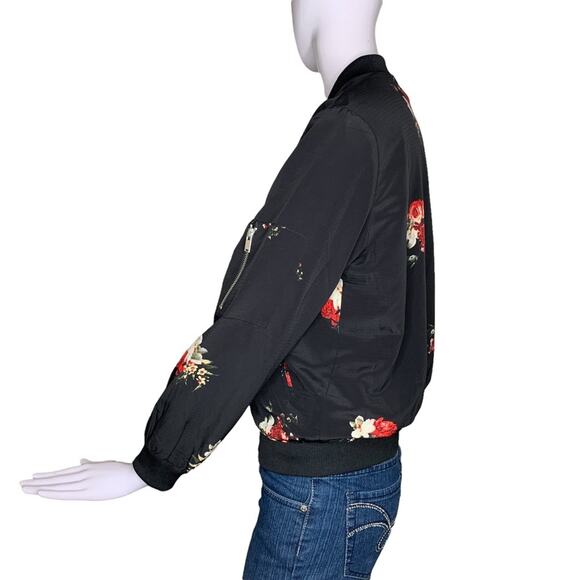 PHILOSOPHY Women Jacket Size S Black Floral Print Long Sleeve Zipper Down - Picture 9 of 12